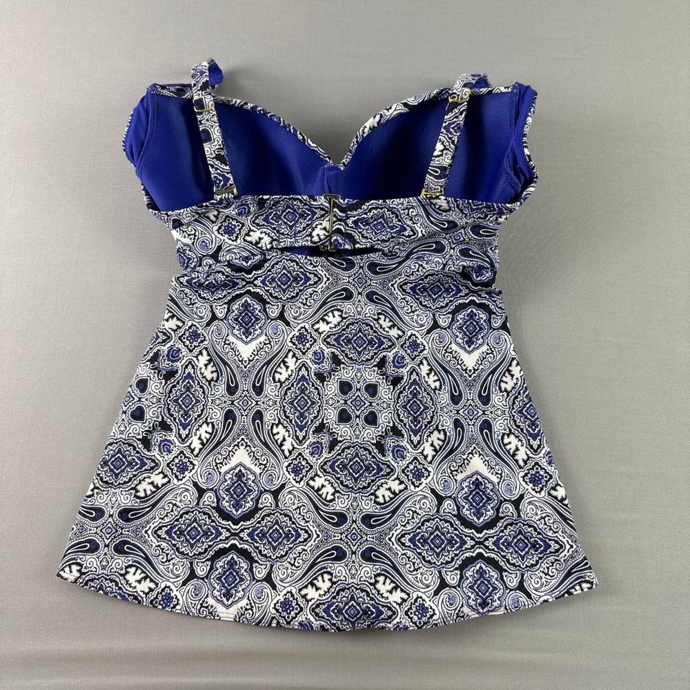 Soma Intimates Blue Paisley Underwire Tankini Swim Top Womens 34DD Medallion - Picture 7 of 16